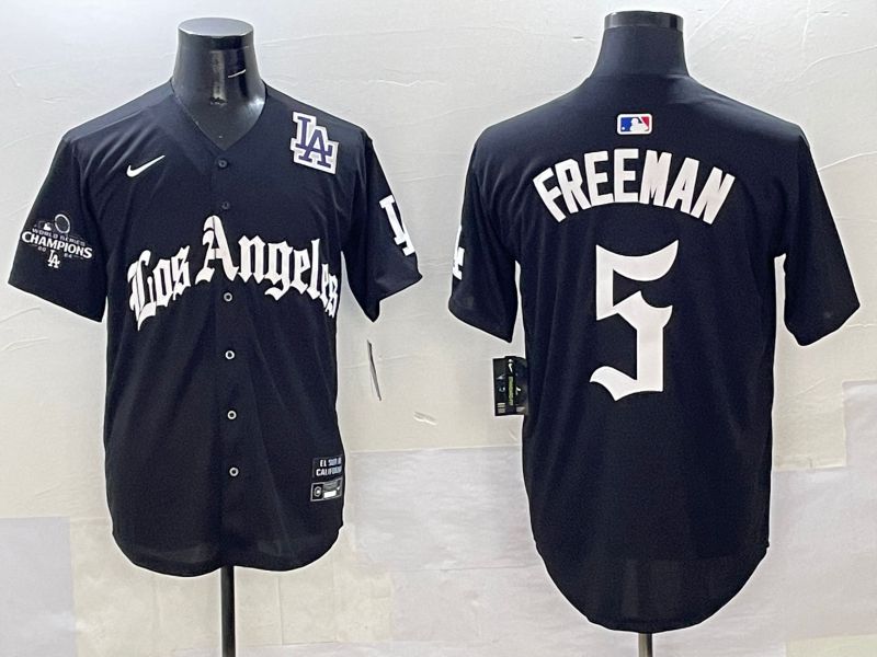 Men Los Angeles Dodgers #5 Freeman Black Five generations Joint Name 2025 Nike MLB Jersey style 43